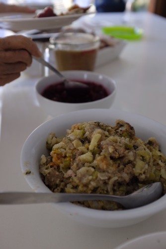 Stuffing and homemade cranberry sauce 