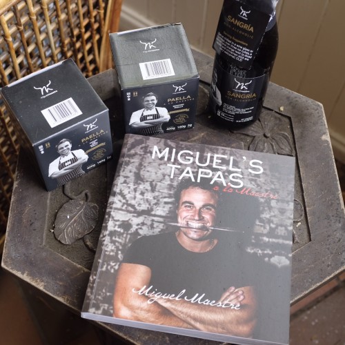 Miguel's cookbook, sangria and paella packs 