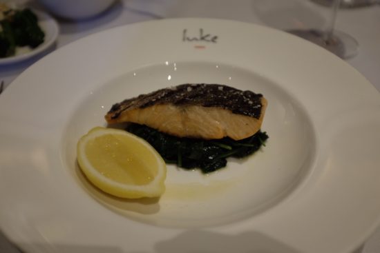Salmon fillet, grilled with spinach, lemon: $36.00